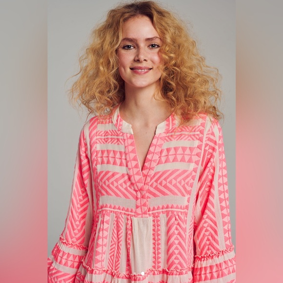 NWT DEVOTION TWINS Short ELLA Cotton MIni Dress Medium Petite MP Rose Neon Pink - Picture 7 of 11